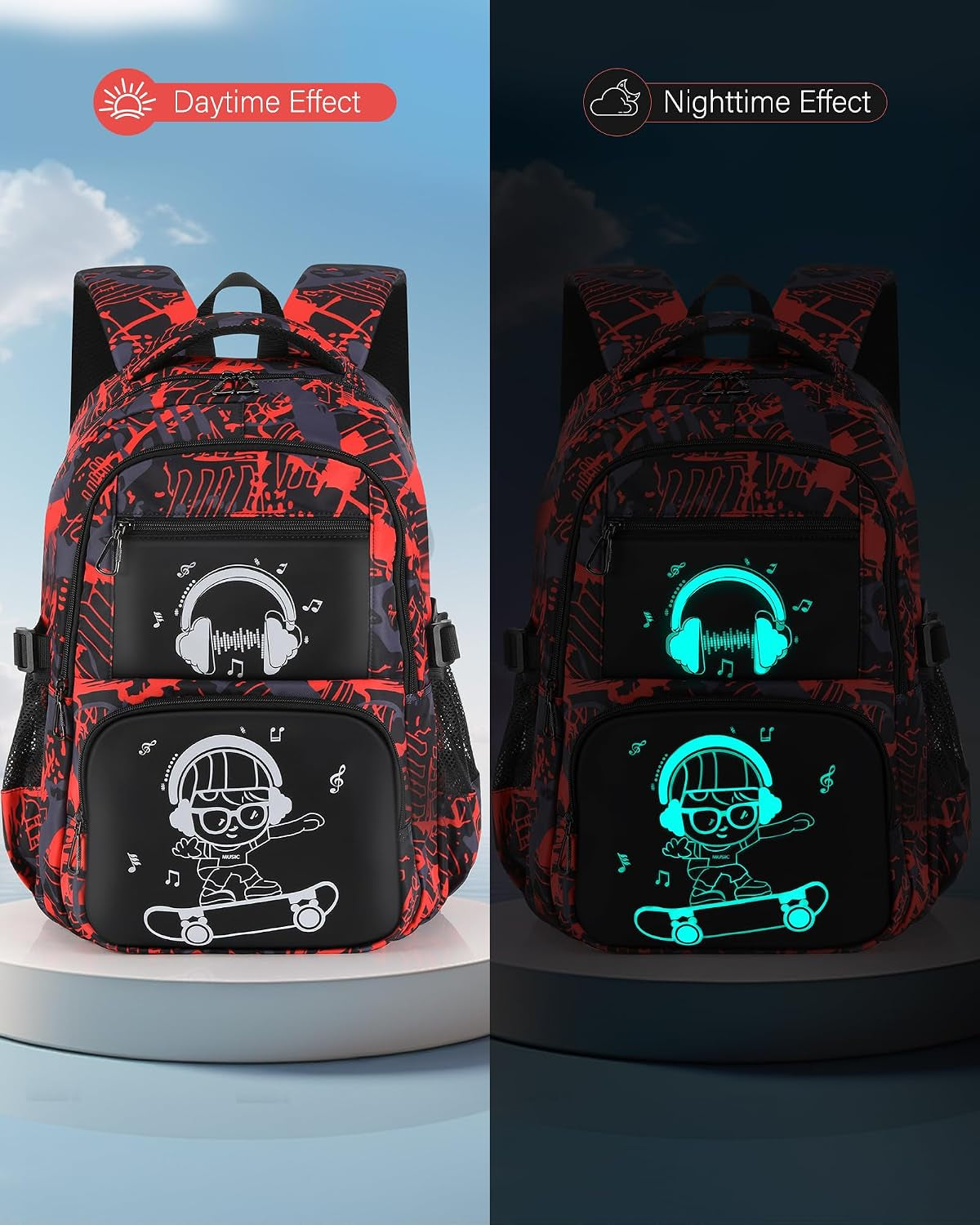 School Backpack for Boys Backpacks for Kids Camo Bookbag Teens Middle School Bags Waterproof Travel Backpack-Red