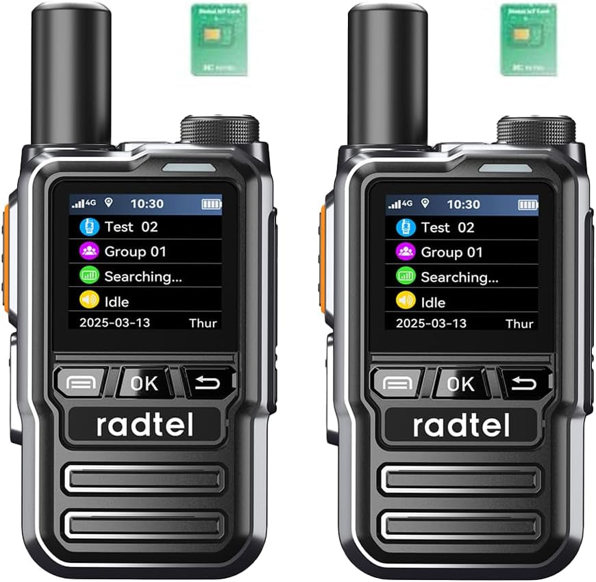 P8 Poc Radio (Push-To-Talk over Cellular), Unlimited Range Nationwide Handheld Walkie Talkies, Rechargeable Two-Way Radios Long Distance GXIN Ham Radio (2 Pack with 2 SIM)