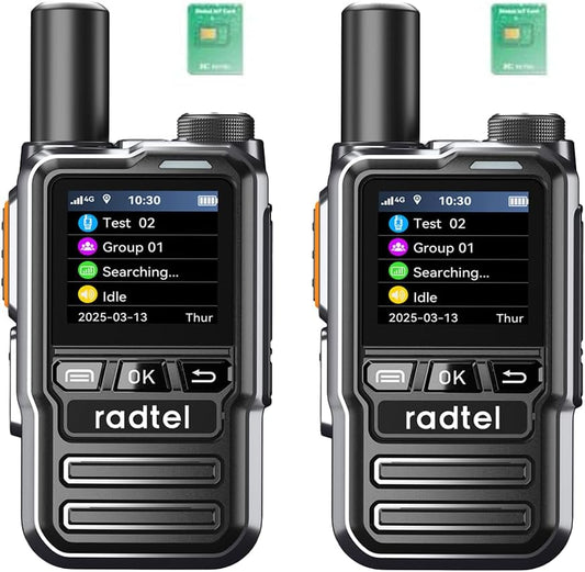 P8 Poc Radio (Push-To-Talk over Cellular), Unlimited Range Nationwide Handheld Walkie Talkies, Rechargeable Two-Way Radios Long Distance GXIN Ham Radio (2 Pack with 2 SIM)