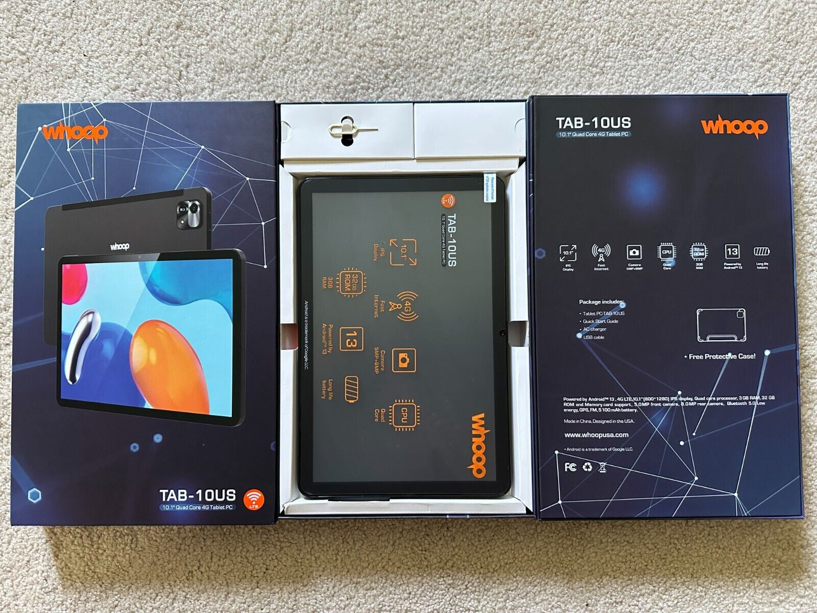 NEW Whoop Tablet 10.1" UNLOCKED 4G LTE + Cellular Tablet