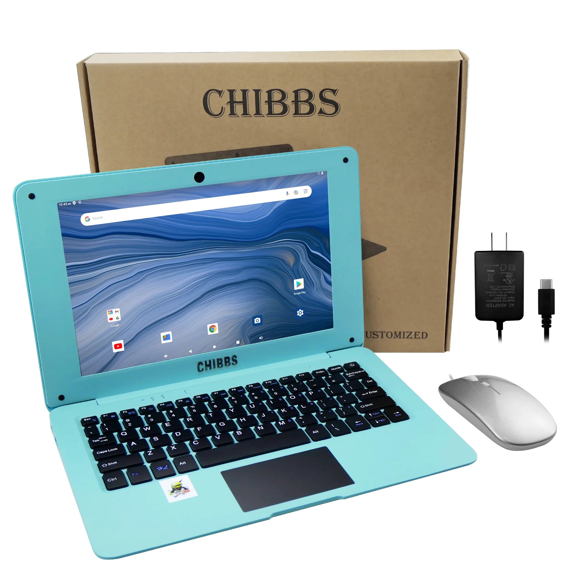 T&C Laptop Computer-10.1" Inch Kids Laptop Powered by Android 7.1.1 OS, 2Gb Ram +32Gb, Bluetooth, Wi-Fi- Blue