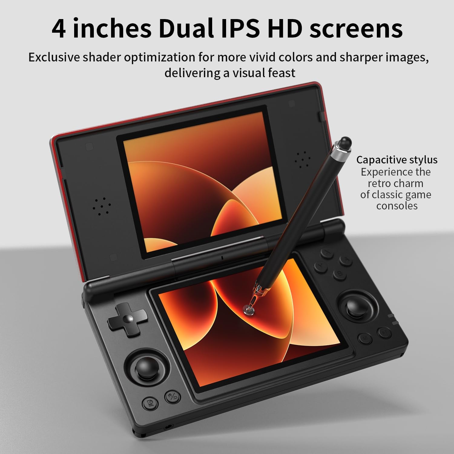 Anbernic RG DS Handheld Game Consoles RG DS Retro Gaming Console Dual-Screen Video Game Console 3+32GB Android 14 Portable Pocket Arcade 4000Mah Battery Wifi Bluetooth HD Output Black