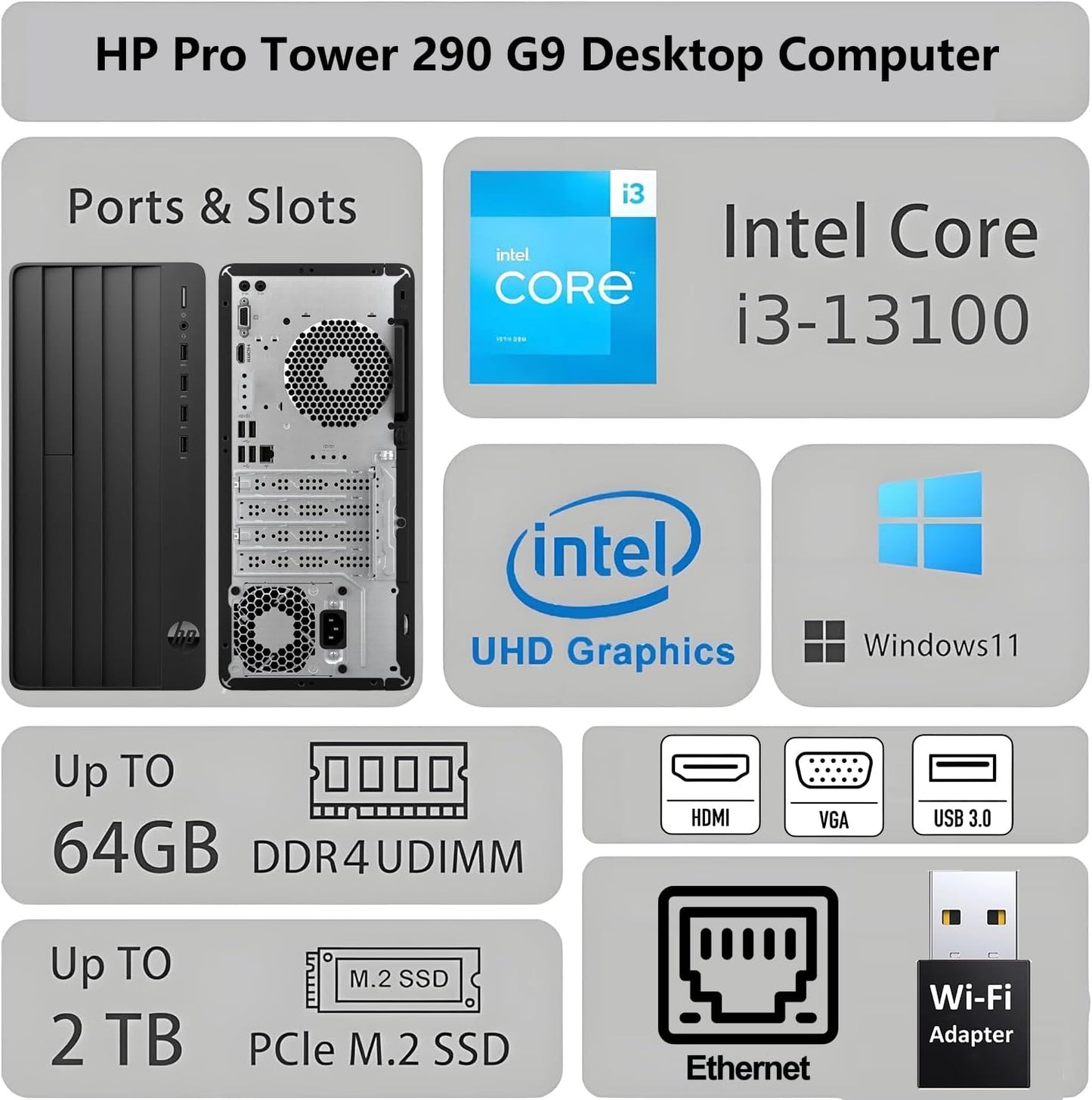 2026 Pro Tower Business Desktop PC | Intel I3 4-Core up to 4.5Ghz