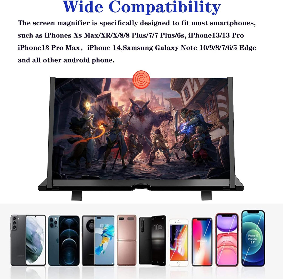 14" Screen Magnifier for Cell Phone, Mobile Phone 3D HD Magnifying Projector Screen Enlarger for Movies, Videos and Gaming, Foldable Phone Stand with Screen Amplifier,Gifts for Mom Dad