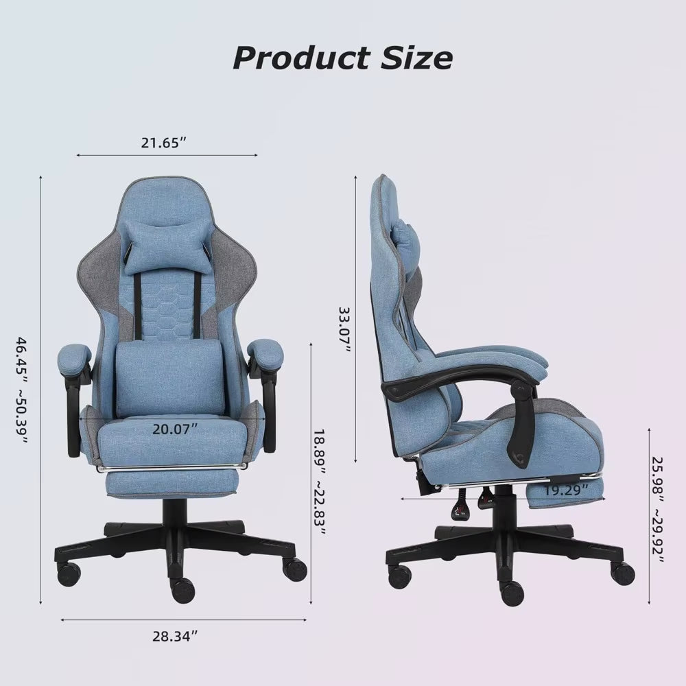 Gaming Chair, Computer Office Chair with Footrest, Linkage Armrests and Lumbar Support, High Back Ergonomic Gamer Chairs