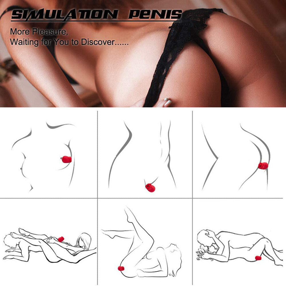 Rose Suction Vibrator Sucking Breast Pump Women Toy Nipple Sucker Rechargeable