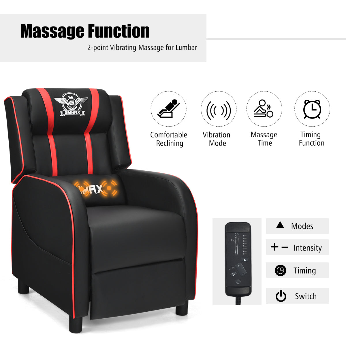 Massage Gaming Recliner Chair Racing Single Lounge Sofa Home Theater Seat