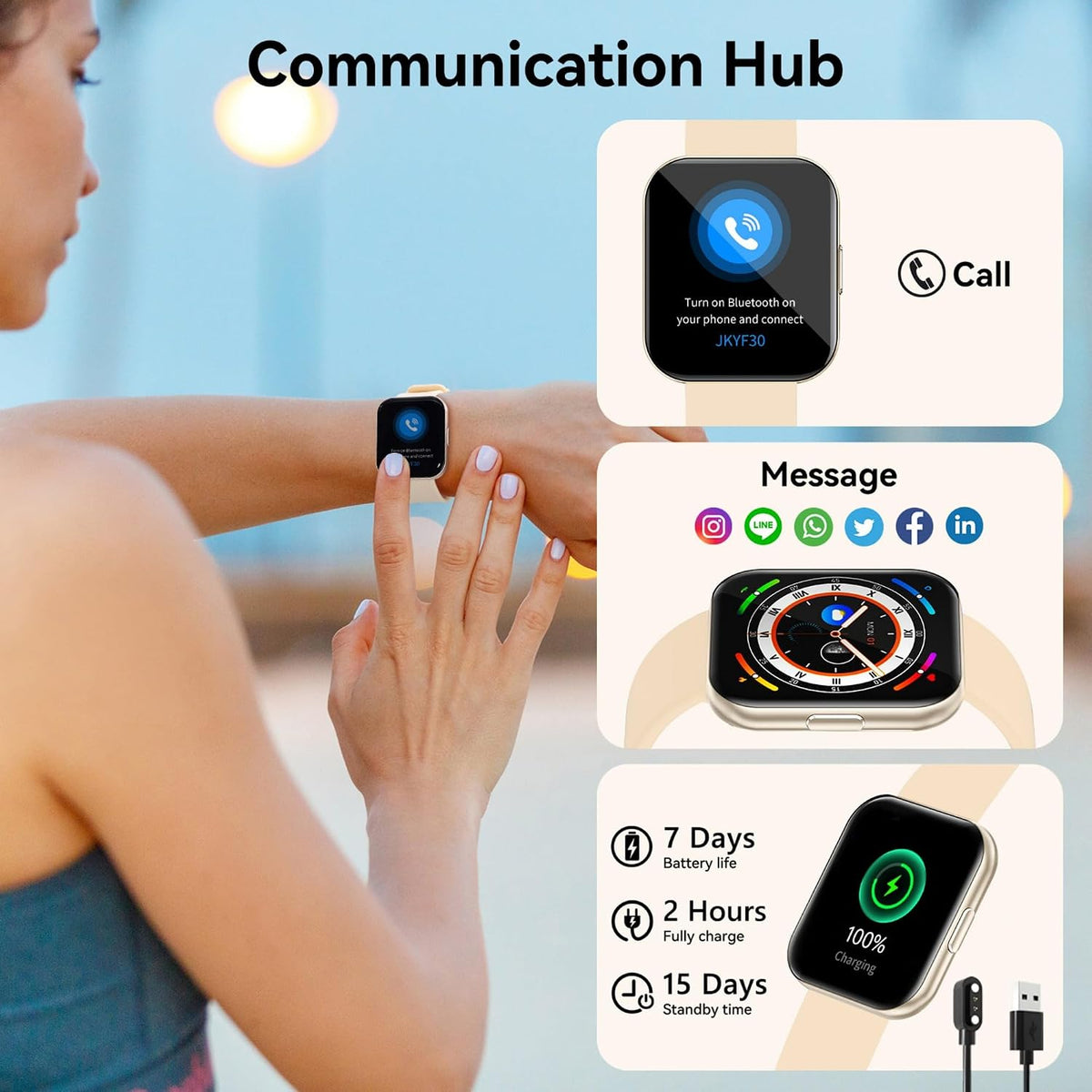 Ultra-Thin Aluminum Smart Watches for Wome (C-Gold)