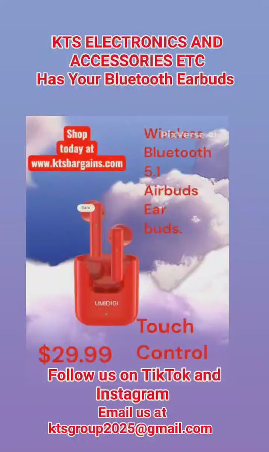 Wireless Airbuds. "U Wireless", Headphones with Microphones, Bluetooth 5.1 Earphones In-Ear, Touch Control Bluetooth Earbuds, 24H Playing Time for Work, Home,Office.