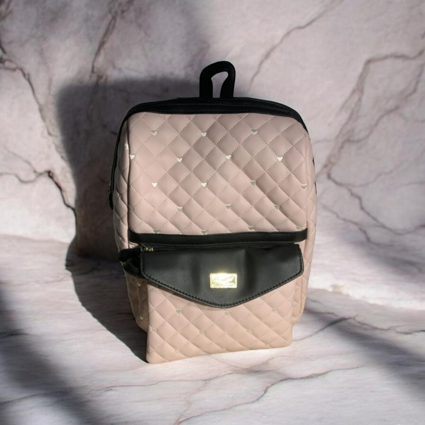 Luv Betsey Johnson LBJAX Quilted Pink/White Combo Backpack Detachable Crossbody